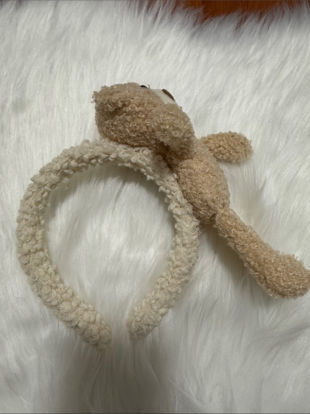 Plush Beige Teddy Headband for Kids - Soft Fuzzy Accessory